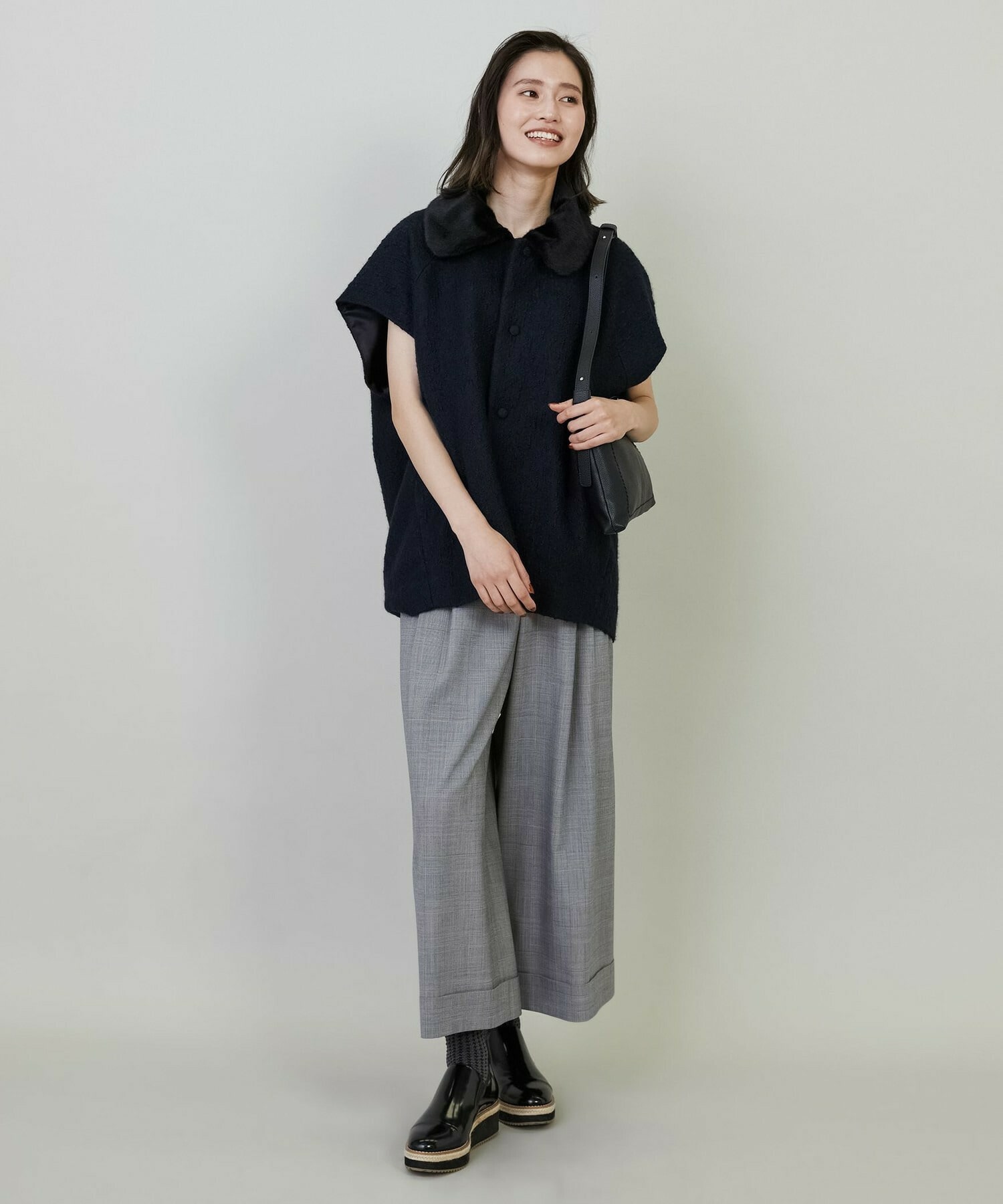 【L'EQUIPE】アルパカショートスリーブジャケット 詳細画像 ブラック 8