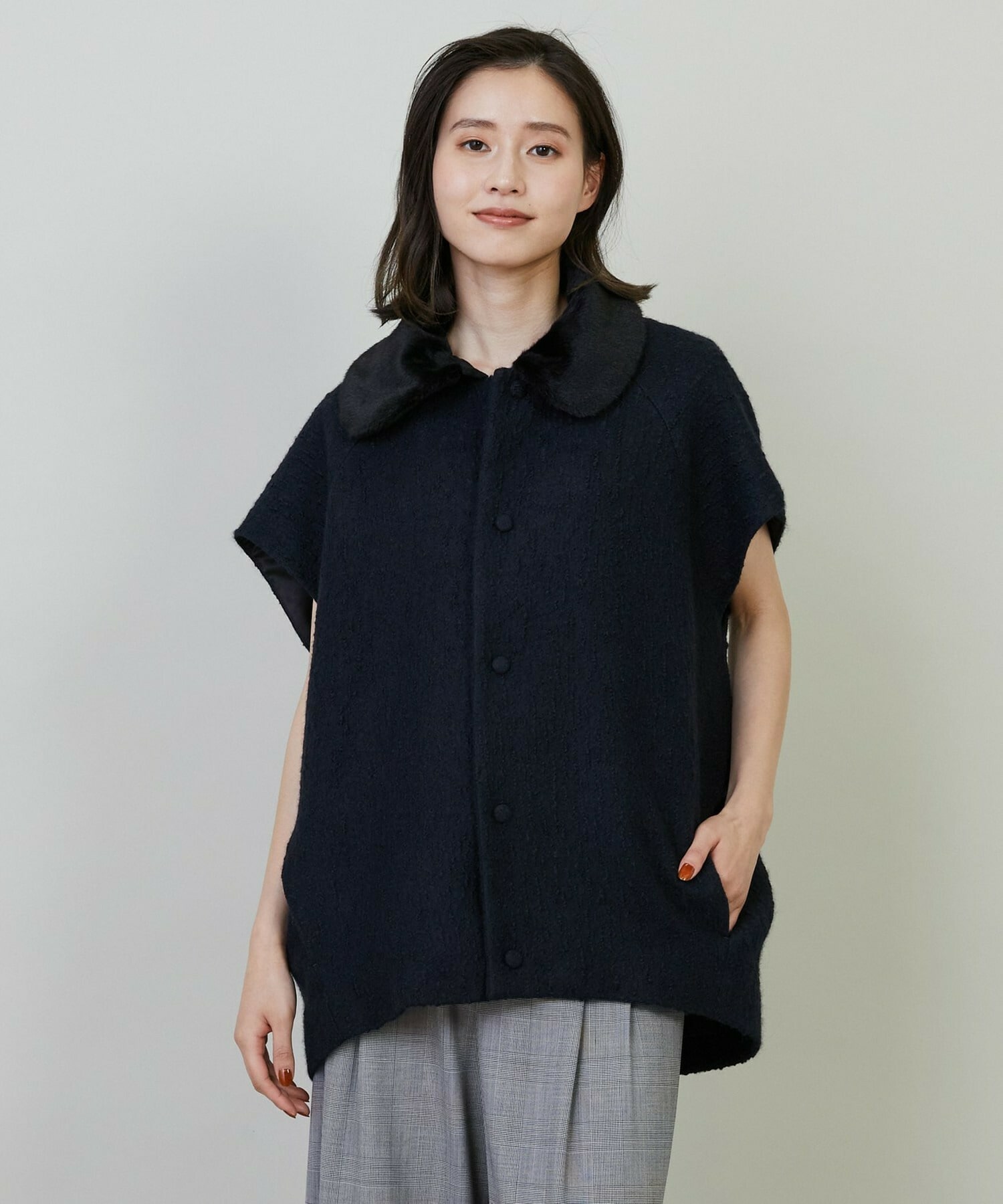 【L'EQUIPE】アルパカショートスリーブジャケット 詳細画像 ブラック 1