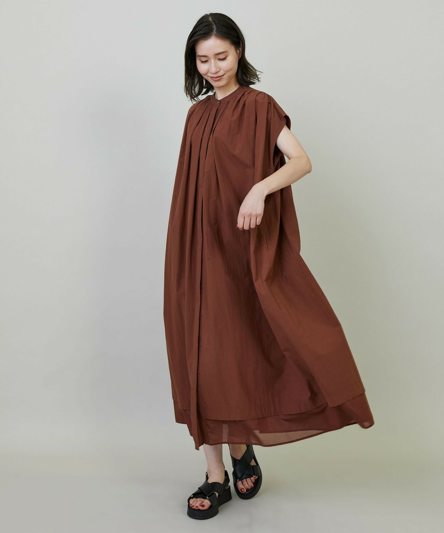 【L'EQUIPE】タンブラーコットンタイプライターワンピース 詳細画像 ダークネイビー 1