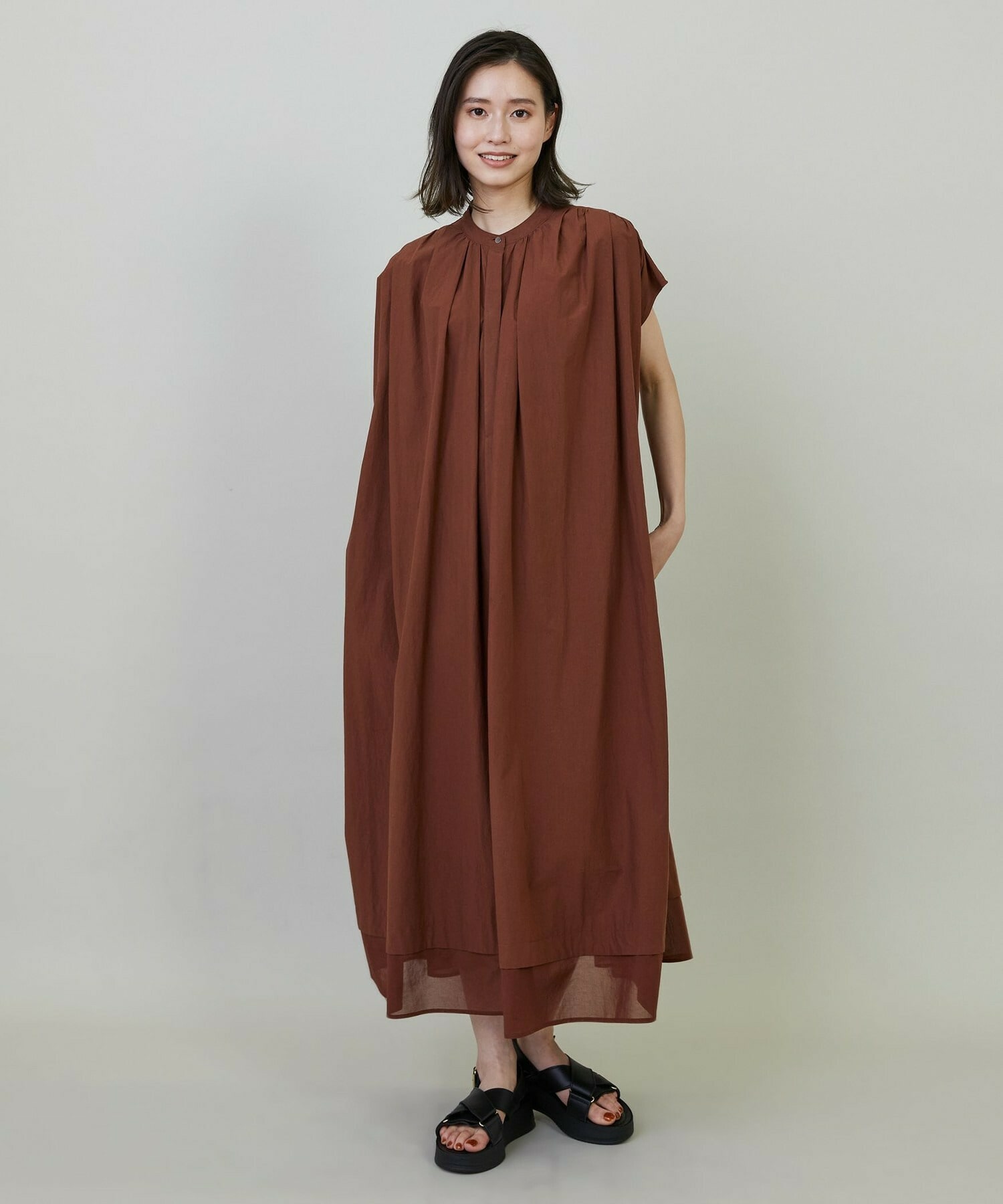 【L'EQUIPE】タンブラーコットンタイプライターワンピース 詳細画像 ダークネイビー 2