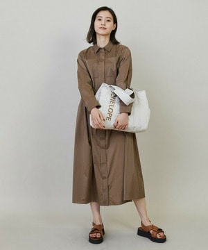 【L'EQUIPE】ストレッチタフタシャツワンピース 詳細画像 モカ 1