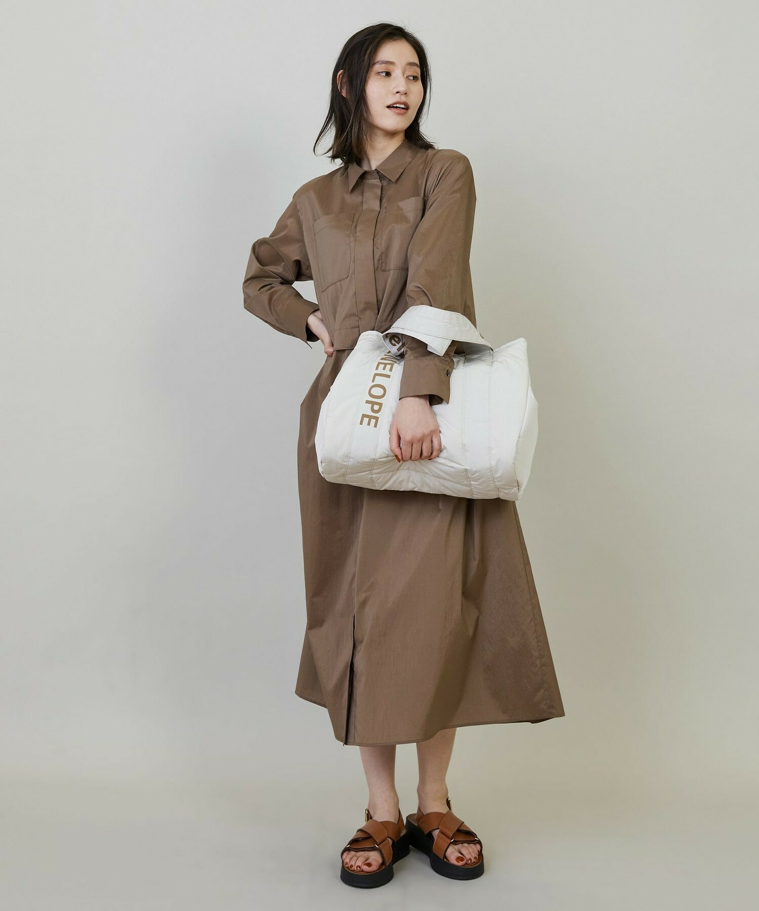 【L'EQUIPE】ストレッチタフタシャツワンピース 詳細画像 ネイビー 6