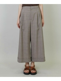 【L'EQUIPE】ストレッチグレンチェックワイドパンツ 詳細画像 ブラウン系その他 17