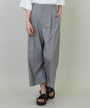 【L'EQUIPE】ストレッチグレンチェックワイドパンツ 詳細画像 ブラック系その他 1