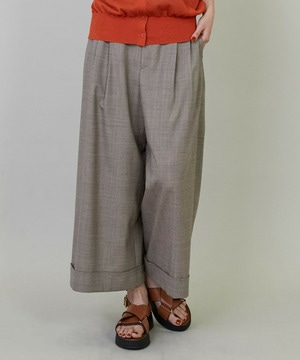 【L'EQUIPE】ストレッチグレンチェックワイドパンツ 詳細画像 ブラウン系その他 1