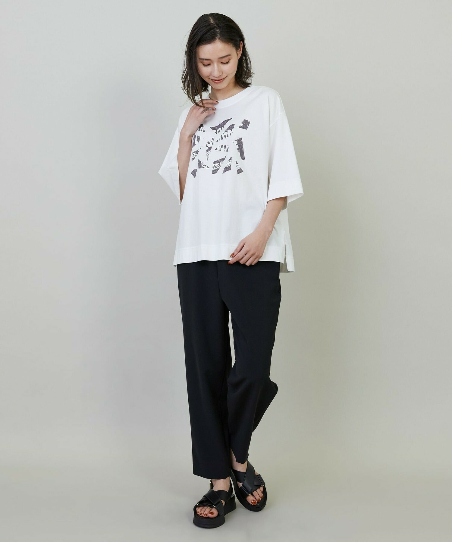 【L'EQUIPE】ダブルクロスライトテーパードパンツ 詳細画像 ブラック 1