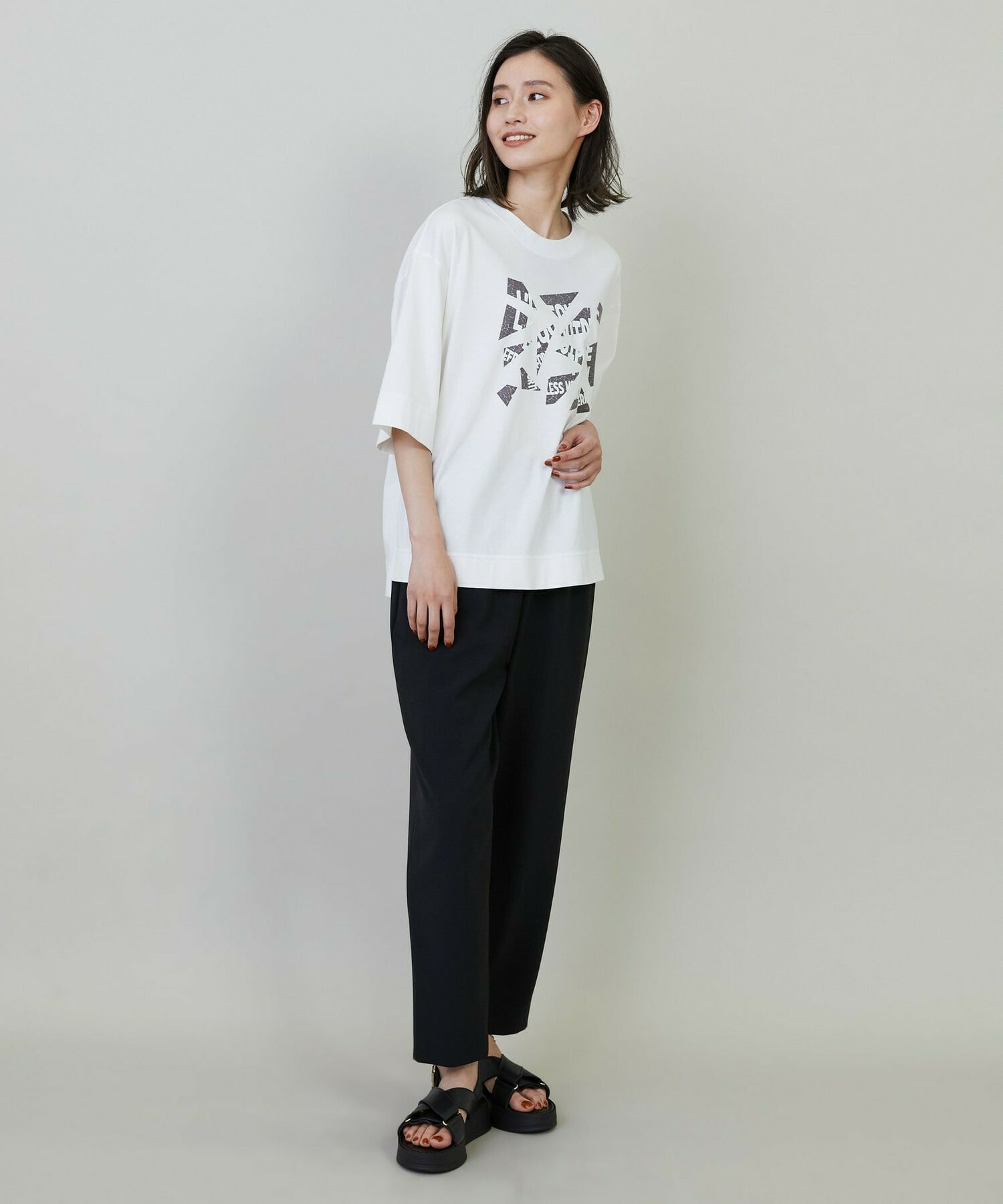 【L'EQUIPE】ダブルクロスライトテーパードパンツ 詳細画像 ブラック 2