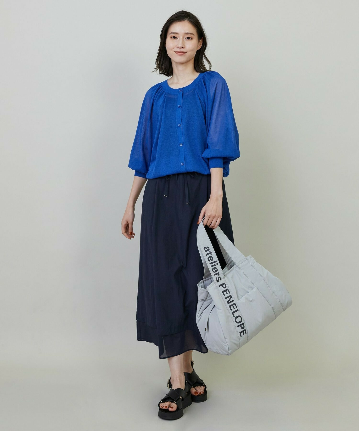 【L'EQUIPE】タンブラーコットンタイプライタースカート 詳細画像 ダークネイビー 5