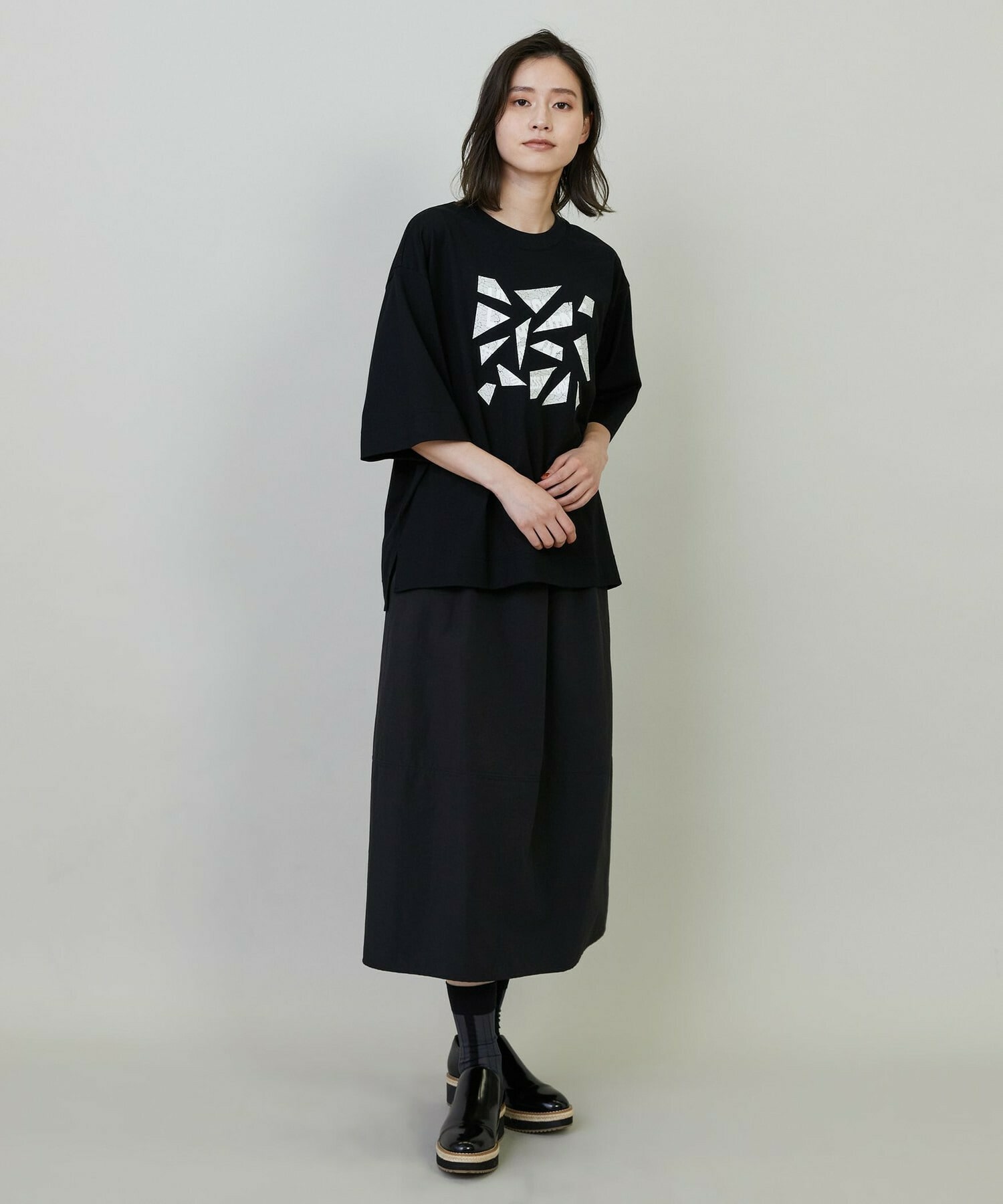 【L'EQUIPE】ナイロンコットンタンブラースカート 詳細画像 ブラック 10