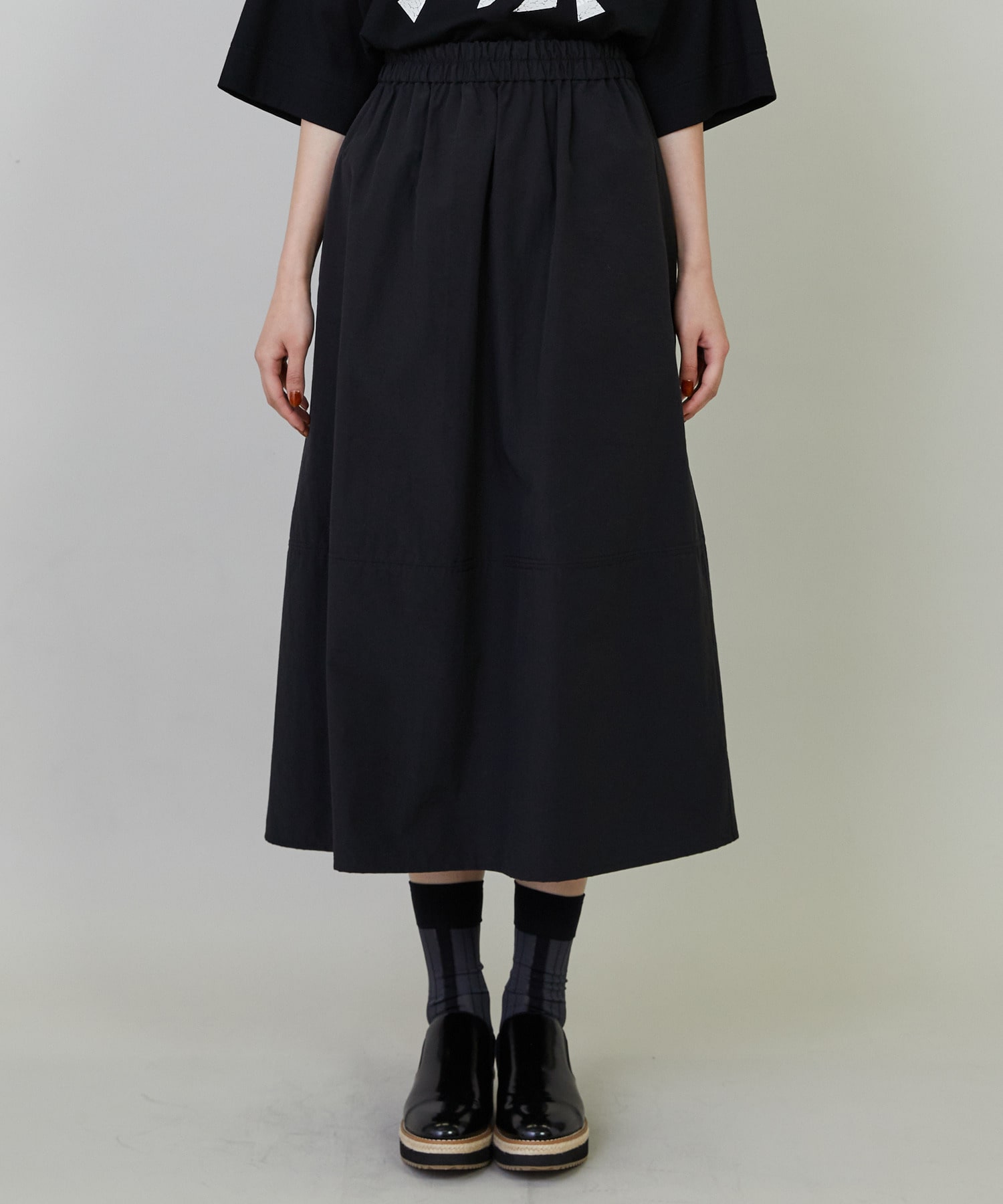 【L'EQUIPE】ナイロンコットンタンブラースカート 詳細画像 ブラック 14