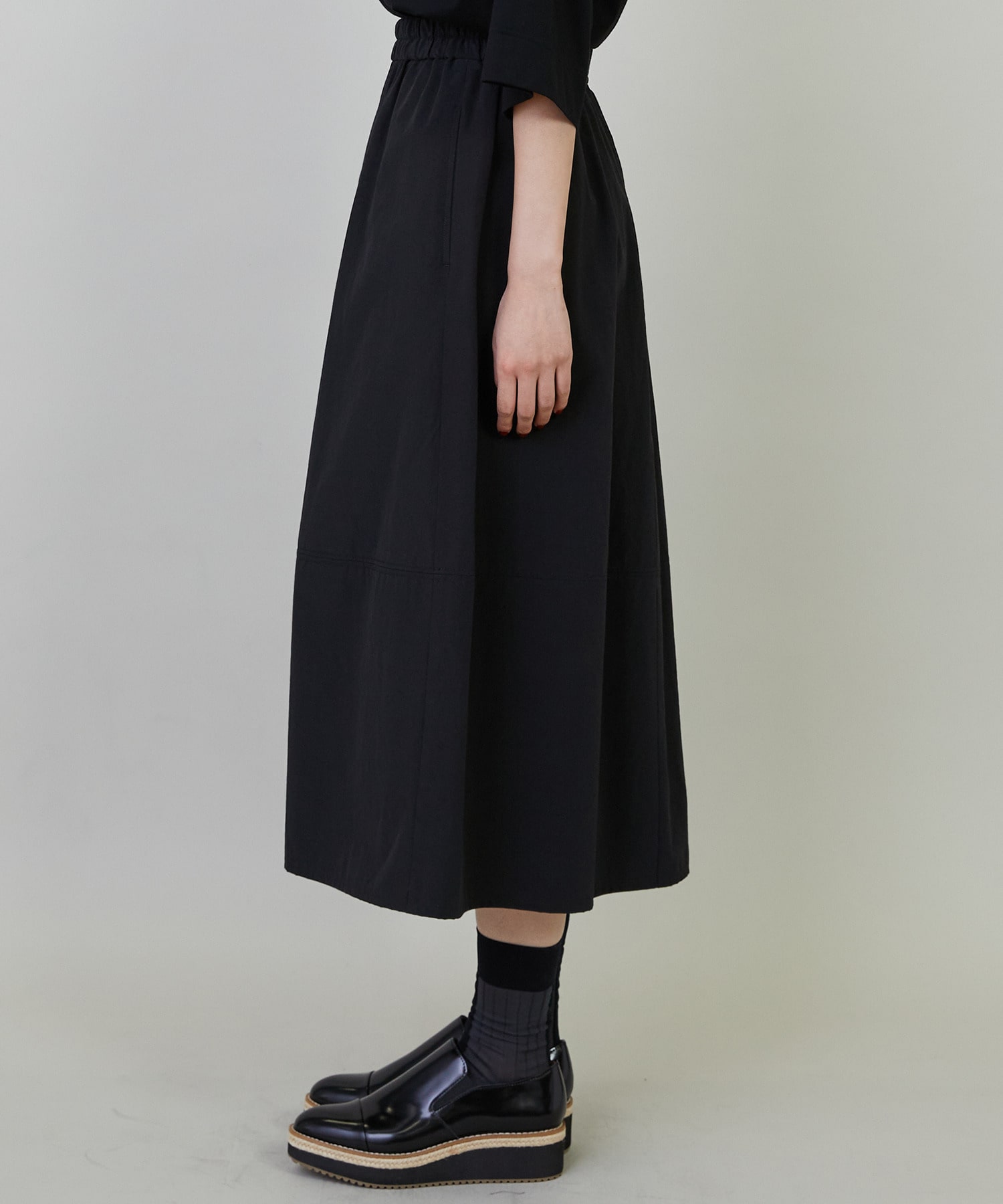 【L'EQUIPE】ナイロンコットンタンブラースカート 詳細画像 ブラック 15