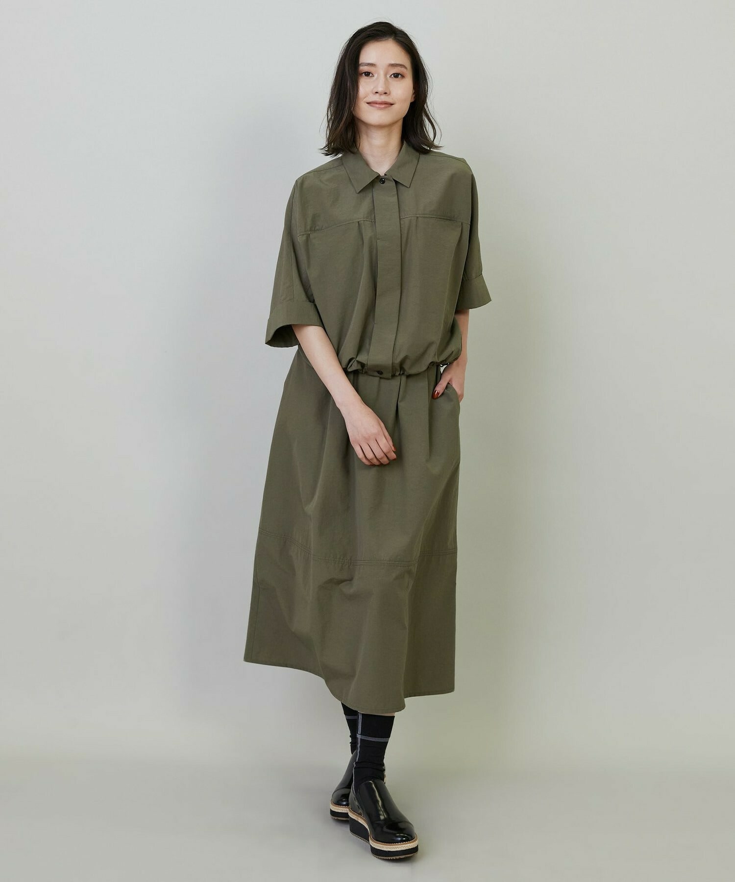 【L'EQUIPE】ナイロンコットンタンブラースカート 詳細画像 ブラック 3