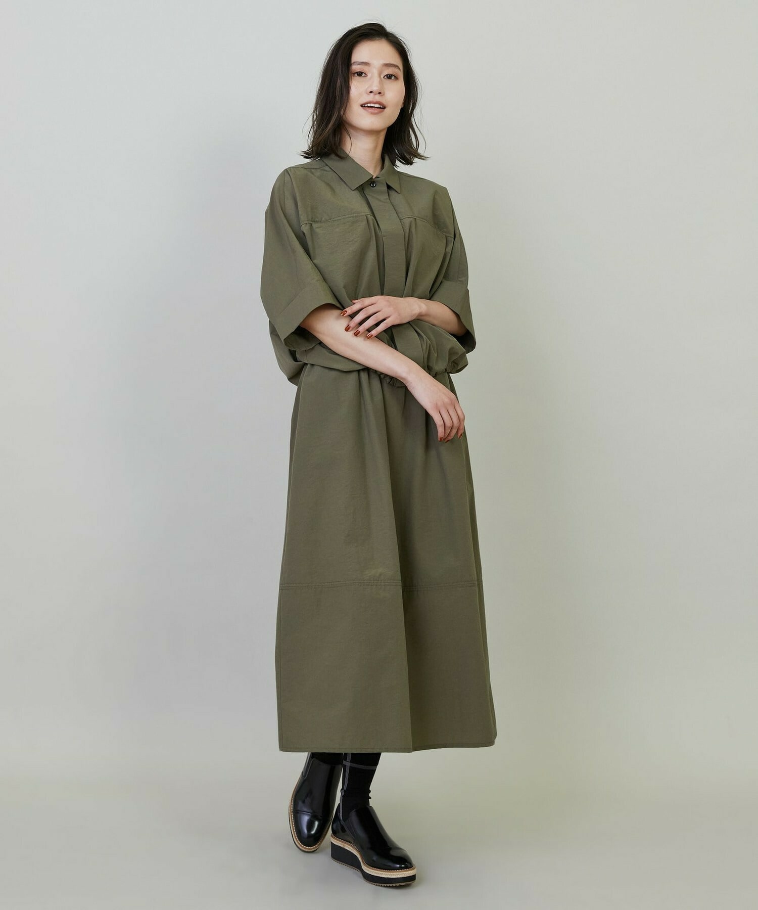 【L'EQUIPE】ナイロンコットンタンブラースカート 詳細画像 ブラック 4