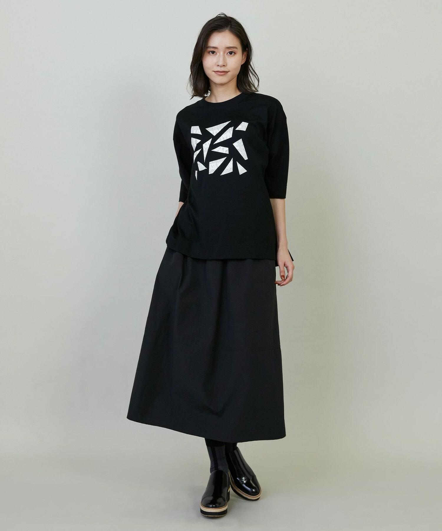 【L'EQUIPE】ナイロンコットンタンブラースカート 詳細画像 ブラック 9