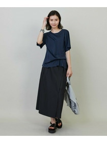 【L'EQUIPE】コットンスムースアシンメトリータックカットソー 詳細画像 ネイビー 5