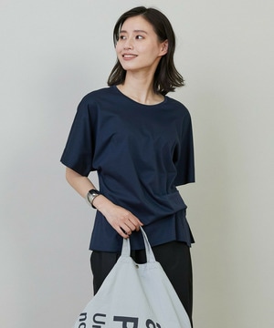 【L'EQUIPE】コットンスムースアシンメトリータックカットソー 詳細画像 ネイビー 1