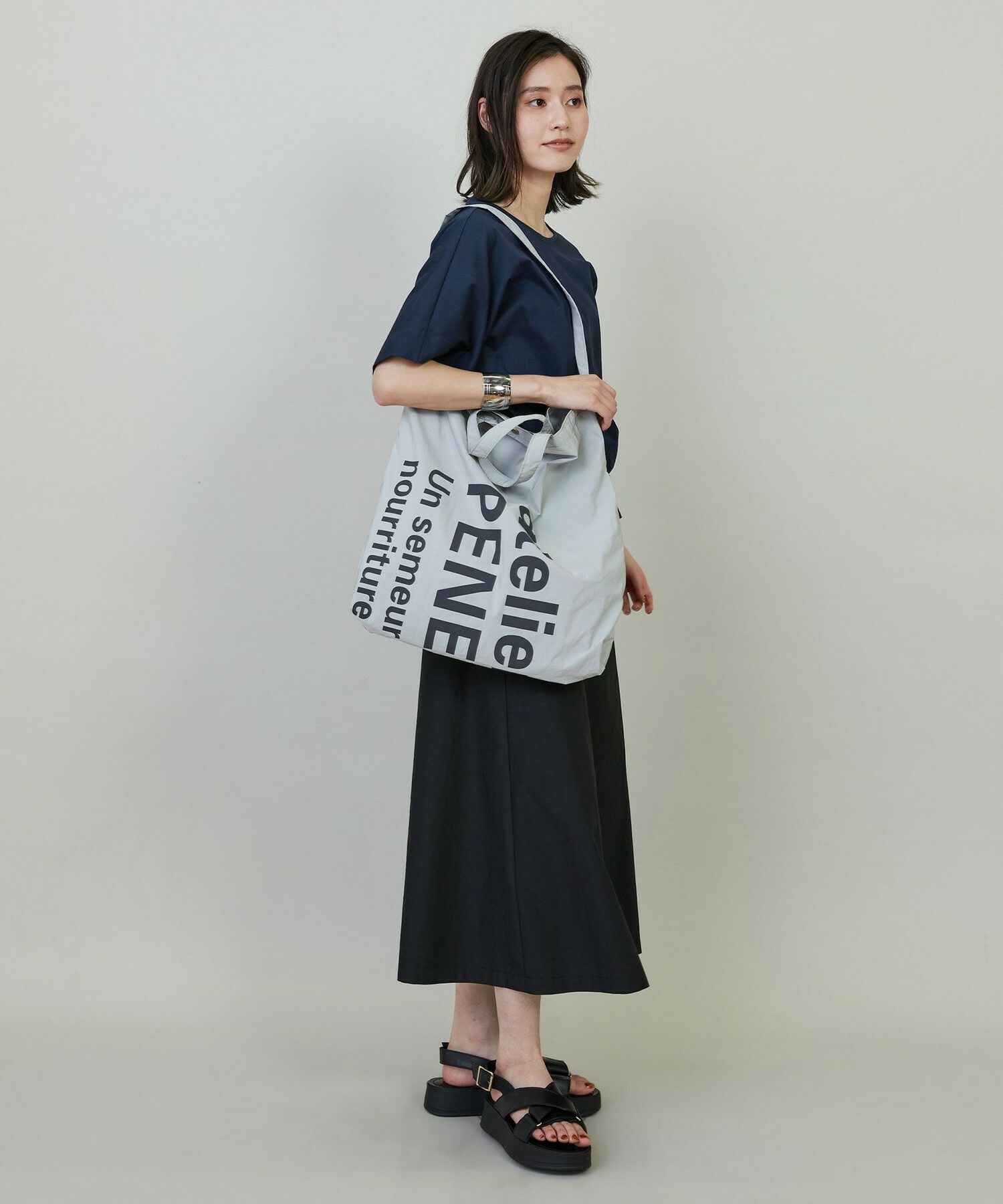 【L'EQUIPE】コットンスムースアシンメトリータックカットソー 詳細画像 ネイビー 7