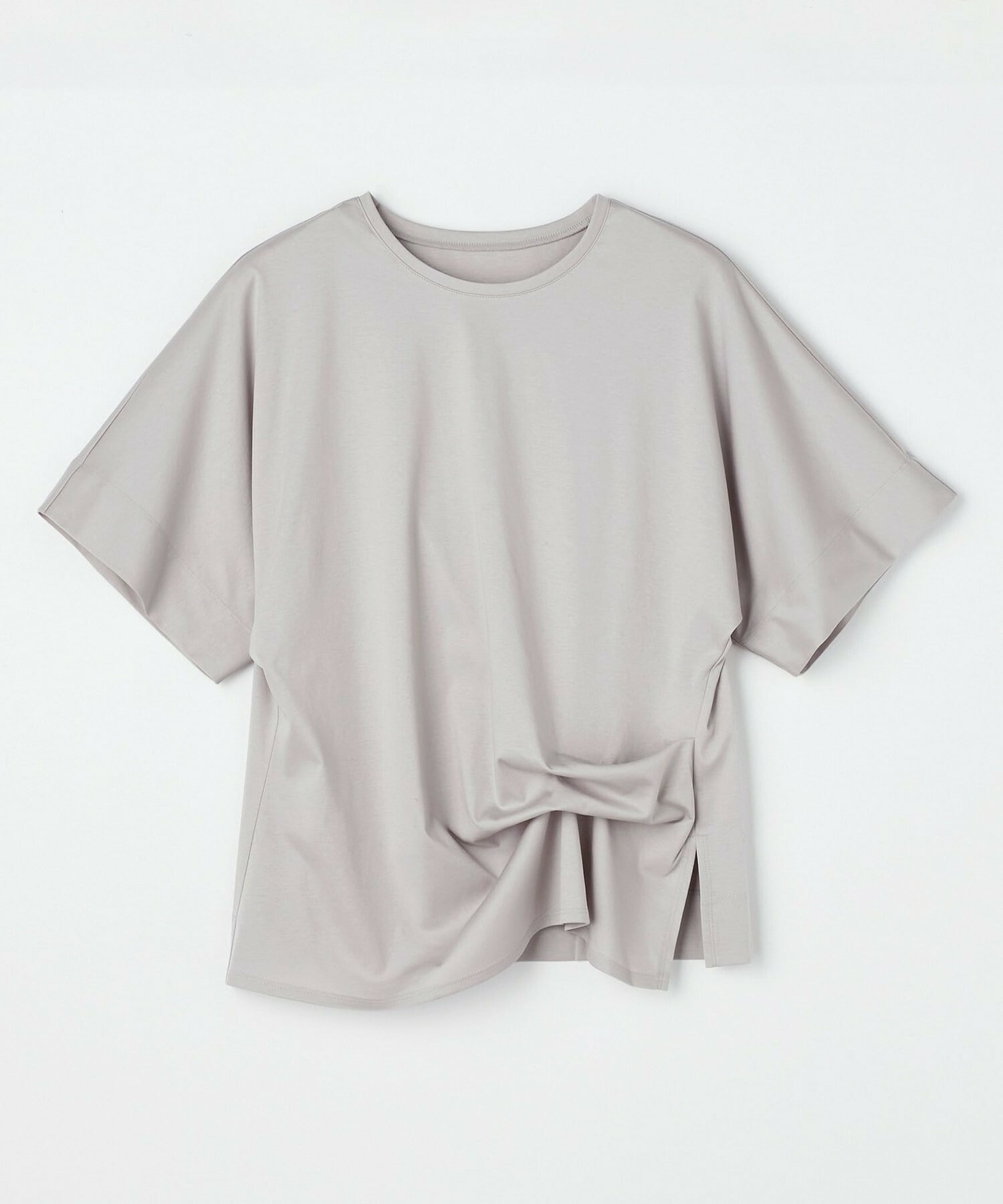 【L'EQUIPE】コットンスムースアシンメトリータックカットソー 詳細画像 ライトグレー 1