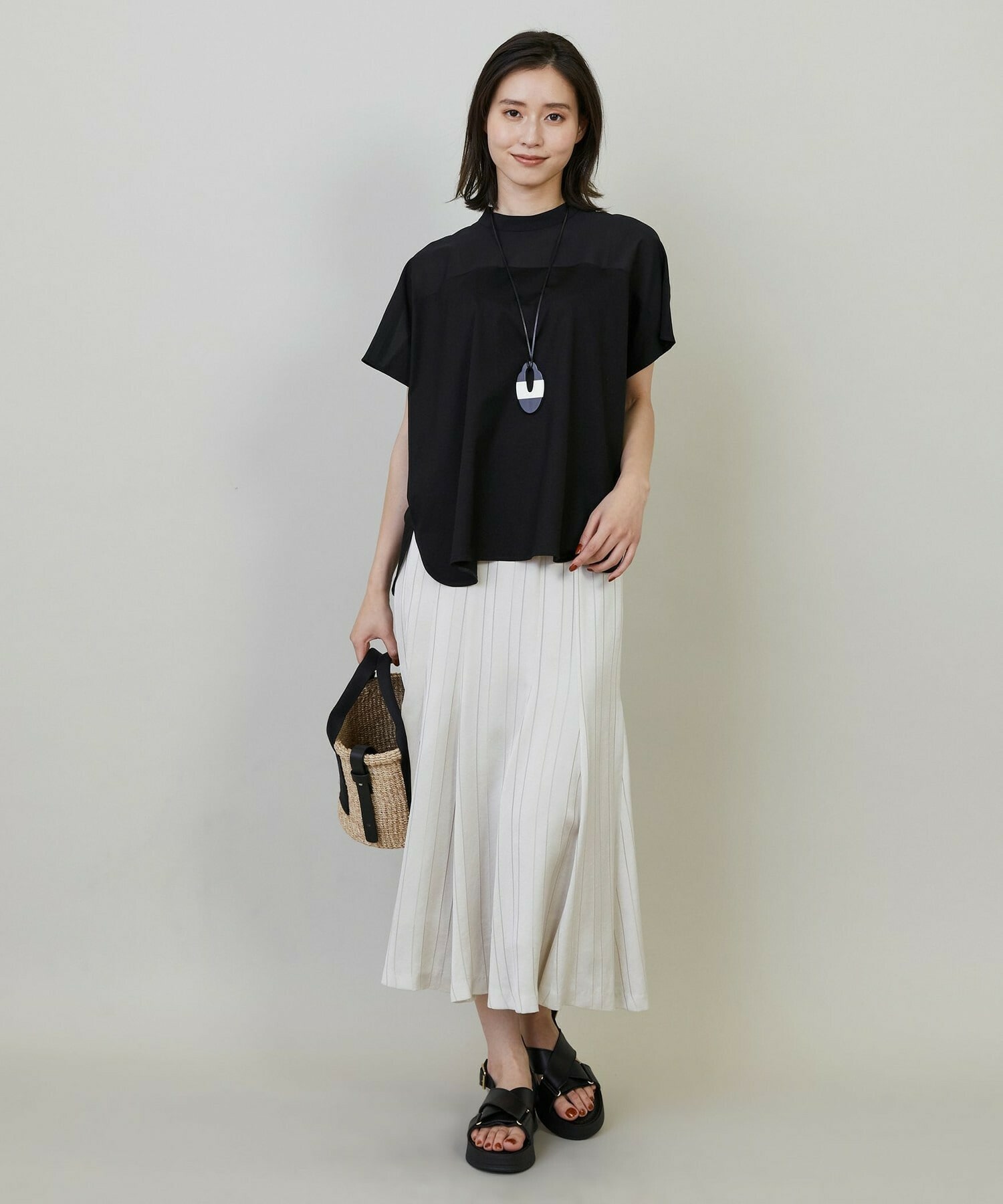 【L'EQUIPE】シアーコンビカットソー 詳細画像 ブラック 1