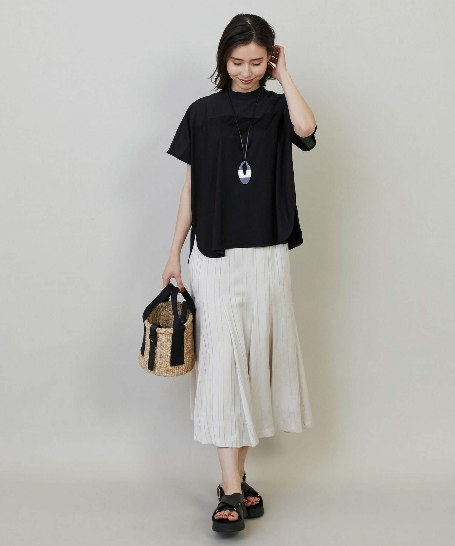 【L'EQUIPE】シアーコンビカットソー 詳細画像 ブラック 2