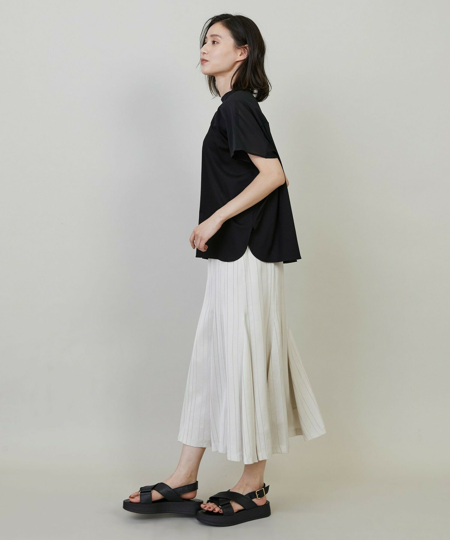 【L'EQUIPE】シアーコンビカットソー 詳細画像 ブラック 3