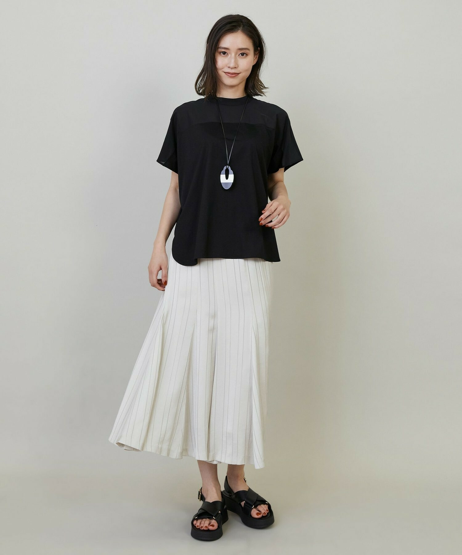 【L'EQUIPE】シアーコンビカットソー 詳細画像 ブラック 4