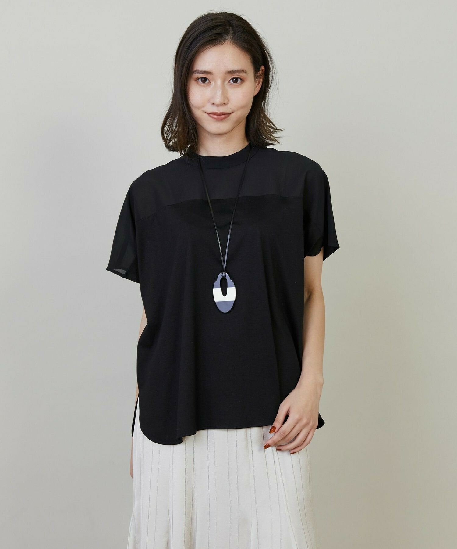 【L'EQUIPE】シアーコンビカットソー 詳細画像 ブラック 5