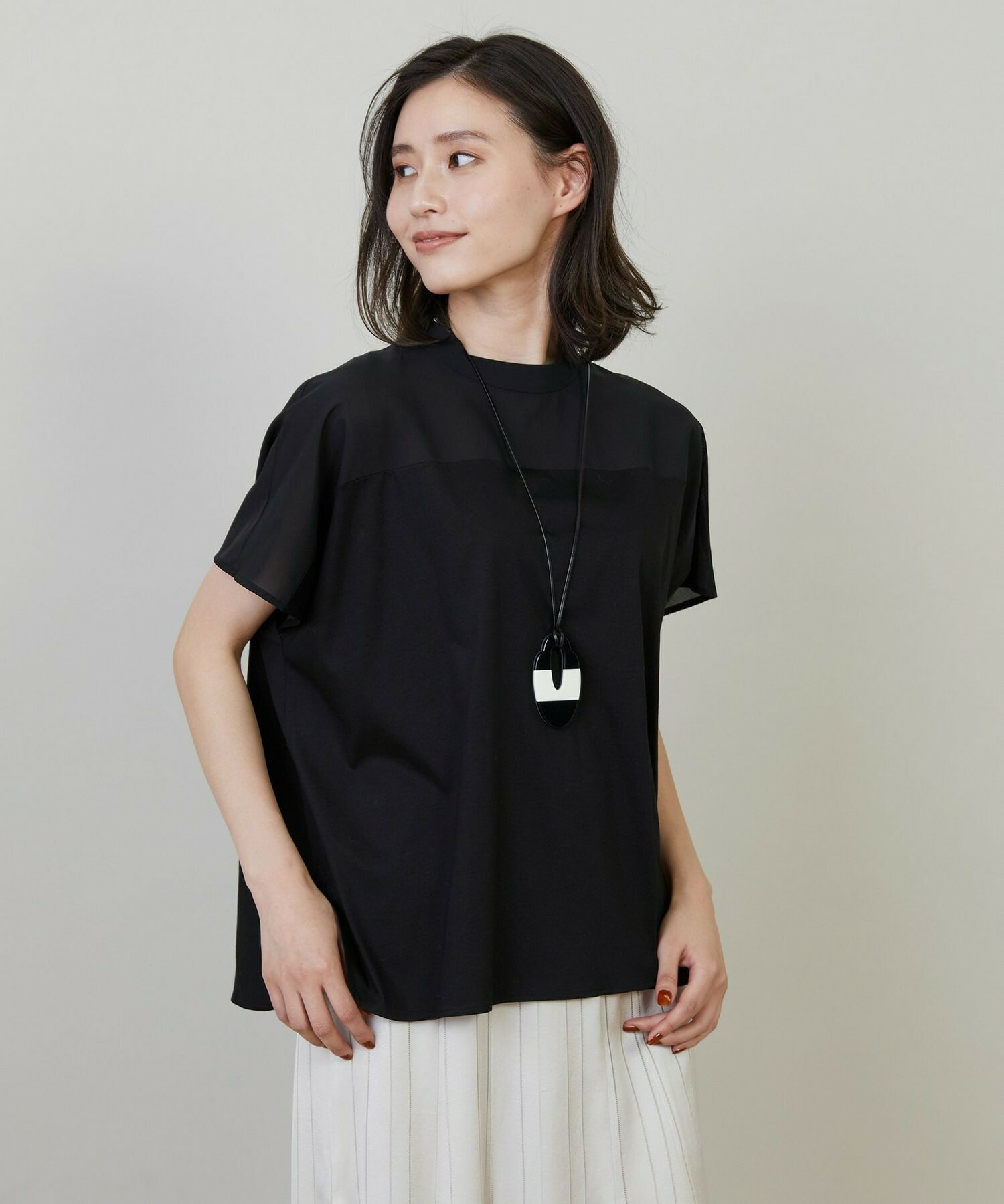 【L'EQUIPE】シアーコンビカットソー 詳細画像 ブラック 6