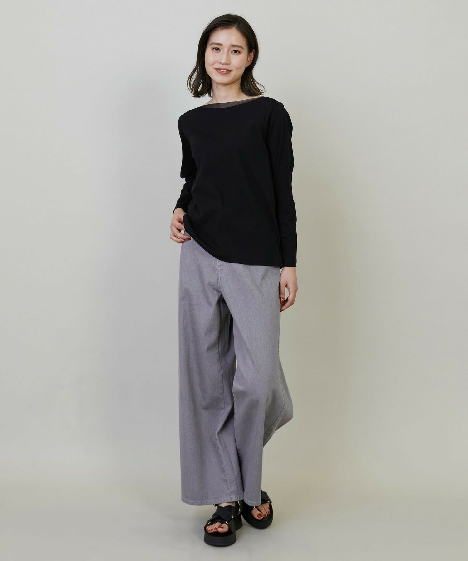 【L'EQUIPE】強撚フライス&チュールカットソー 詳細画像 オフホワイト 2