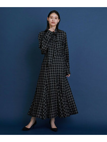 【COUTURIER】ウールシアーチェックブラウス 詳細画像 ブラック 1