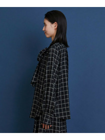 【COUTURIER】ウールシアーチェックブラウス 詳細画像 ブラック 10