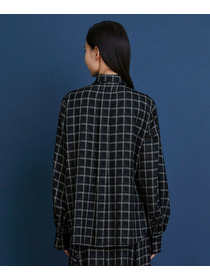 【COUTURIER】ウールシアーチェックブラウス 詳細画像 ブラック 11