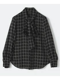 【COUTURIER】ウールシアーチェックブラウス 詳細画像 ブラック 12