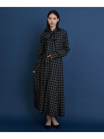 【COUTURIER】ウールシアーチェックブラウス 詳細画像 ブラック 4