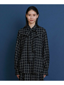 【COUTURIER】ウールシアーチェックブラウス 詳細画像 ブラック 9