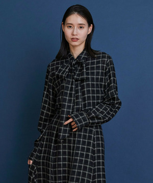 【COUTURIER】ウールシアーチェックブラウス 詳細画像 ブラック 1