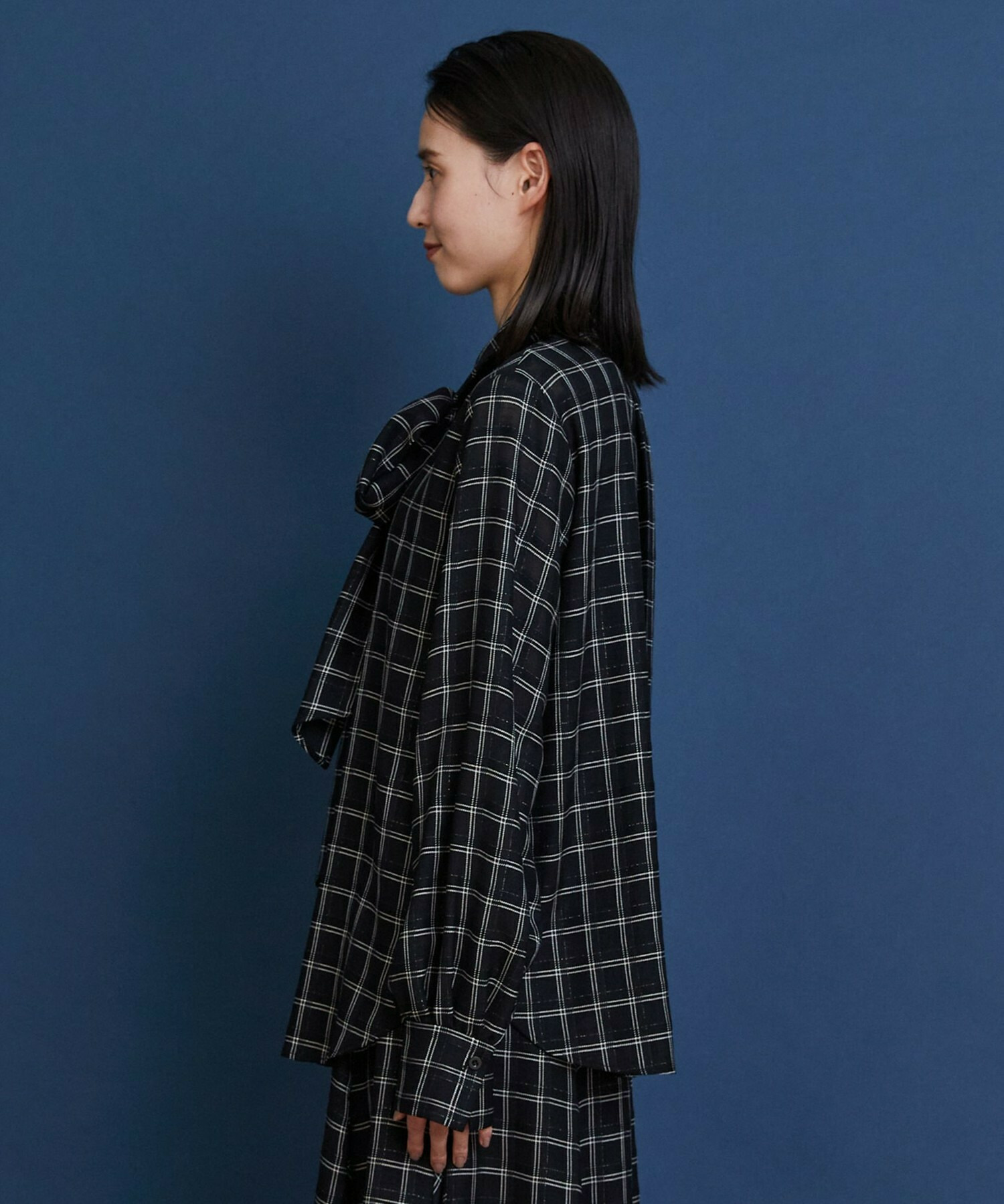 【COUTURIER】ウールシアーチェックブラウス 詳細画像 ブラック 10