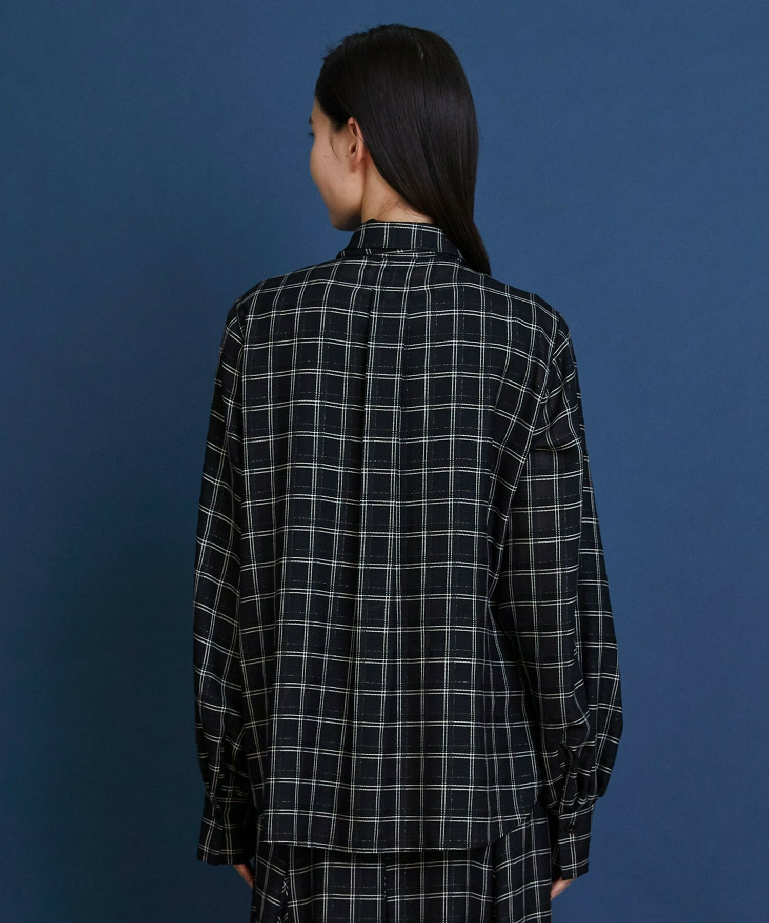 【COUTURIER】ウールシアーチェックブラウス 詳細画像 ブラック 11