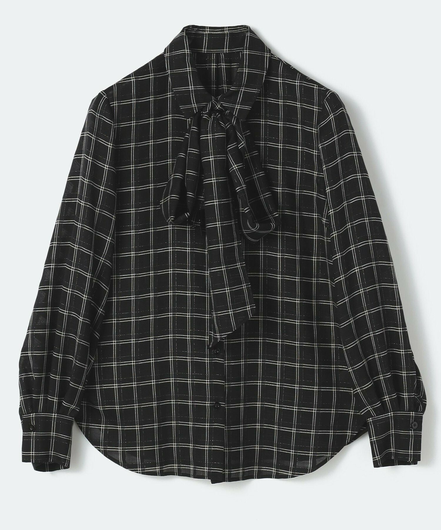 【COUTURIER】ウールシアーチェックブラウス 詳細画像 ブラック 12