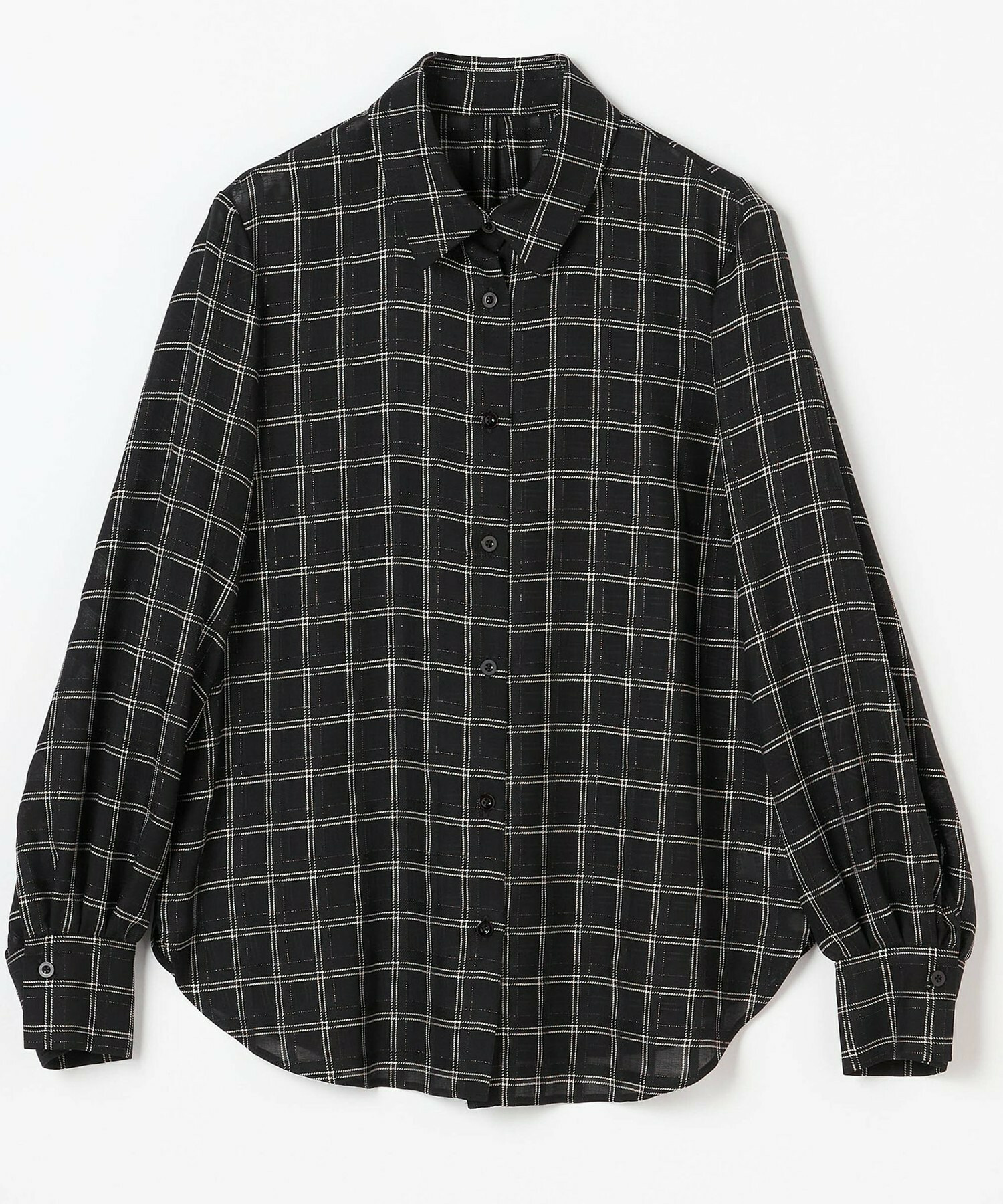 【COUTURIER】ウールシアーチェックブラウス 詳細画像 ブラック 13