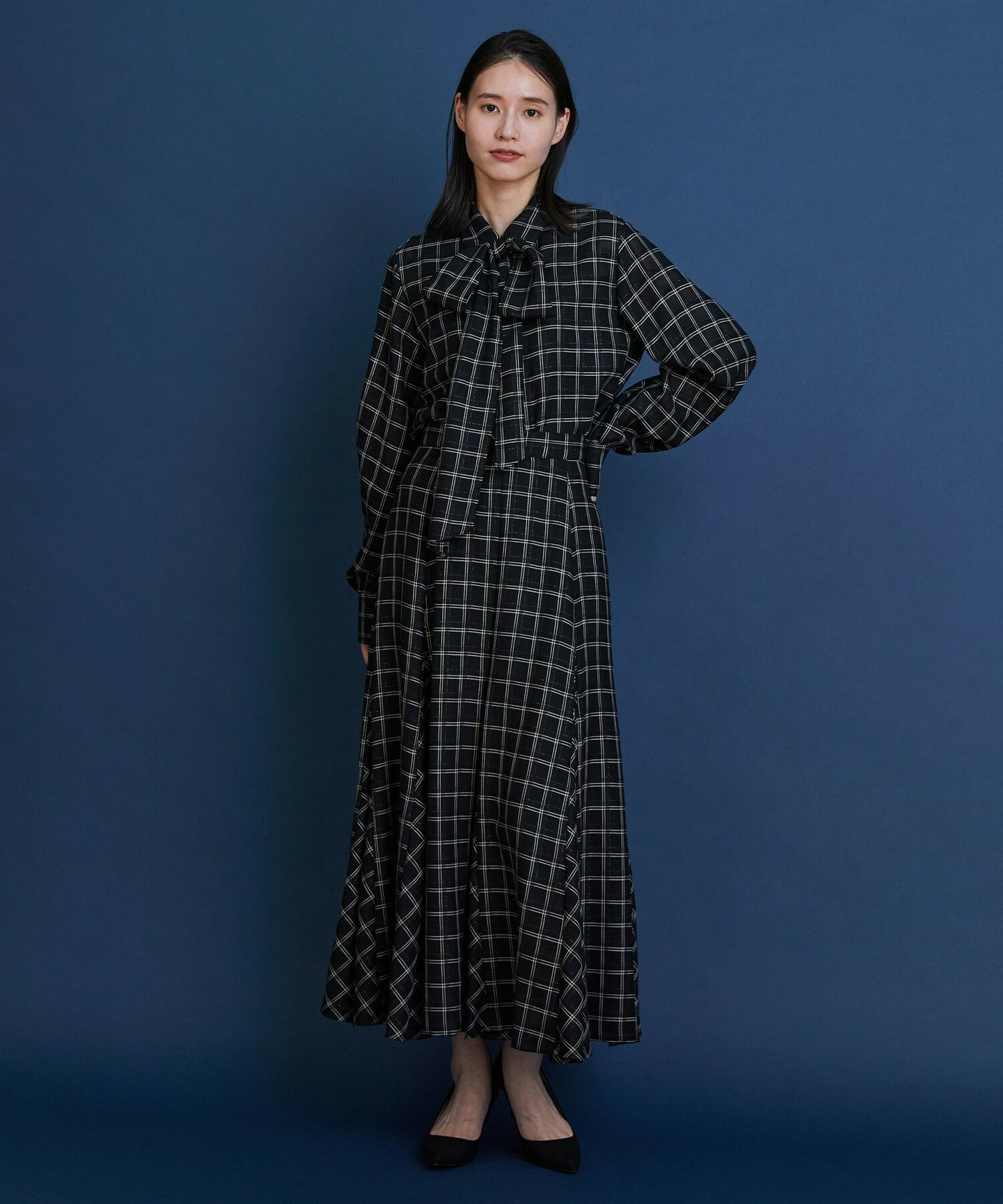 【COUTURIER】ウールシアーチェックブラウス 詳細画像 ブラック 3