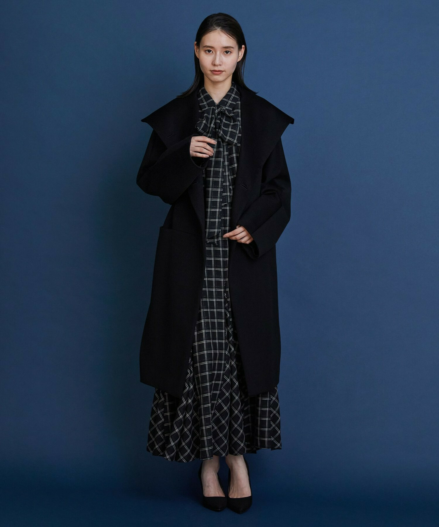 【COUTURIER】ウールシアーチェックブラウス 詳細画像 ブラック 6