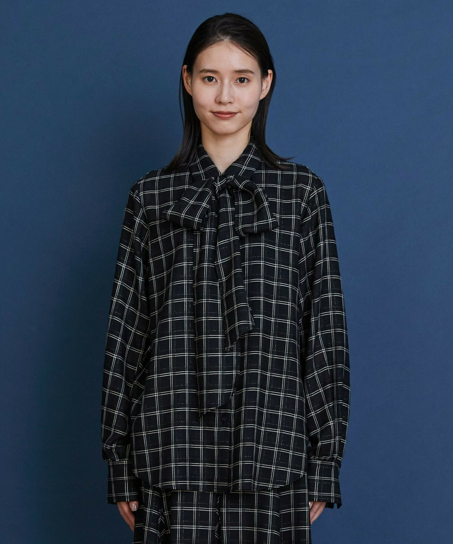 【COUTURIER】ウールシアーチェックブラウス 詳細画像 ブラック 9