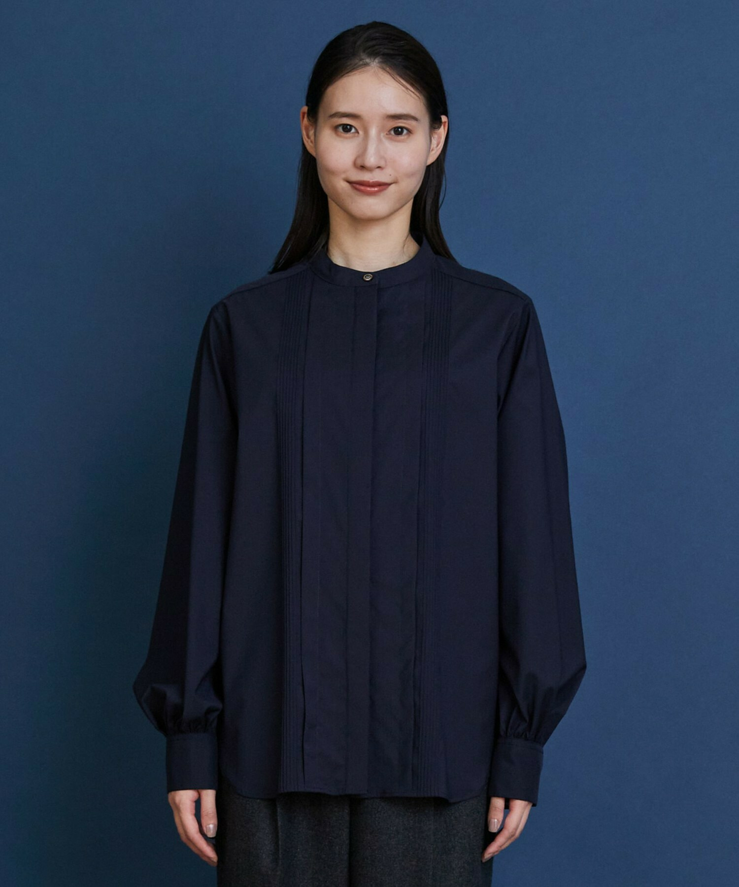 【COUTURIER】super120'sテクノストレッチブラウス 詳細画像 ネイビー 5