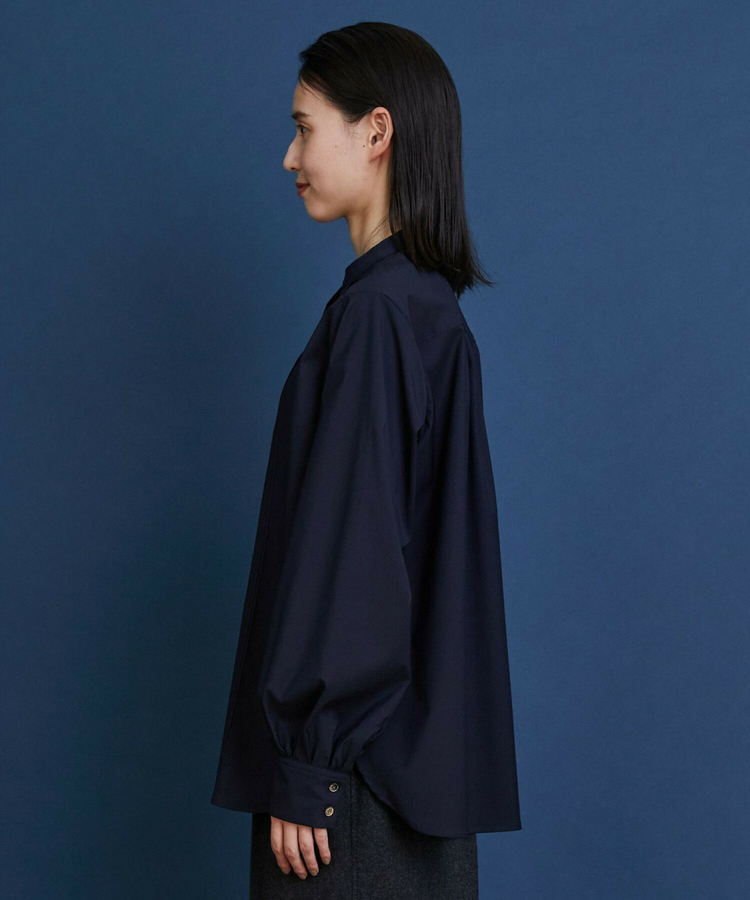 【COUTURIER】super120'sテクノストレッチブラウス 詳細画像 ネイビー 6