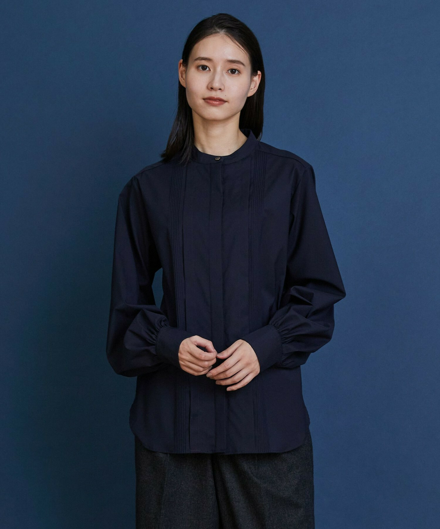 【COUTURIER】super120'sテクノストレッチブラウス 詳細画像 ネイビー 1