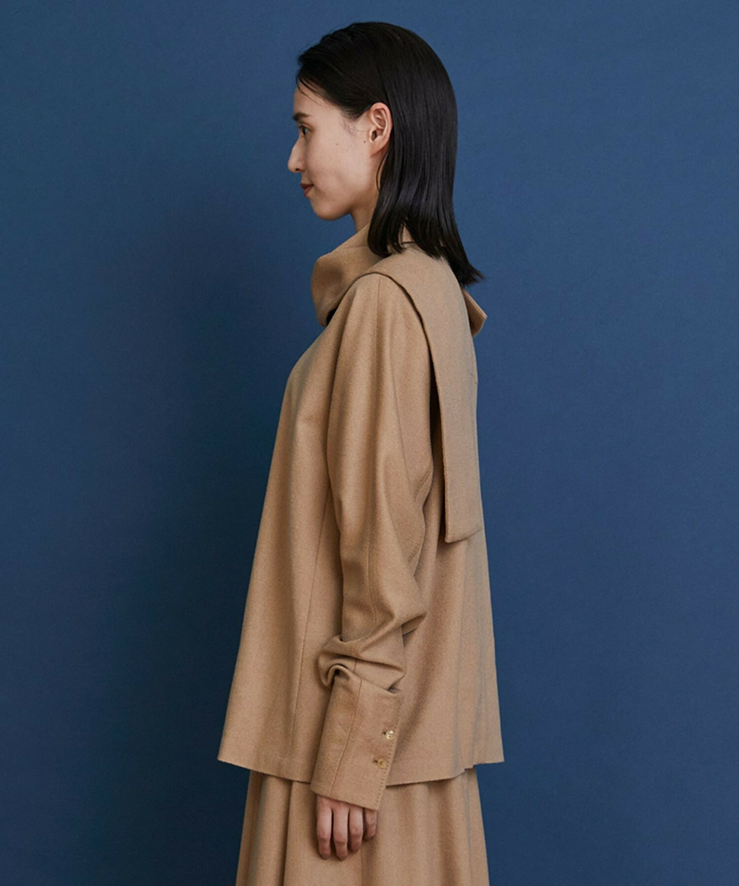 【COUTURIER】ピュアキャメルドレープブラウス 詳細画像 キャメル 11