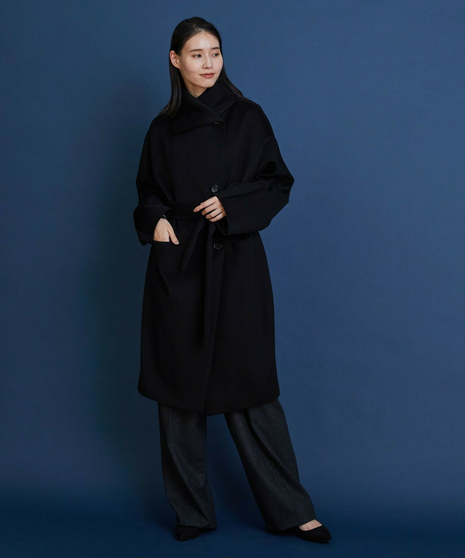 【COUTURIER】ピュアカシミヤロングコート 詳細画像 ブラック 4