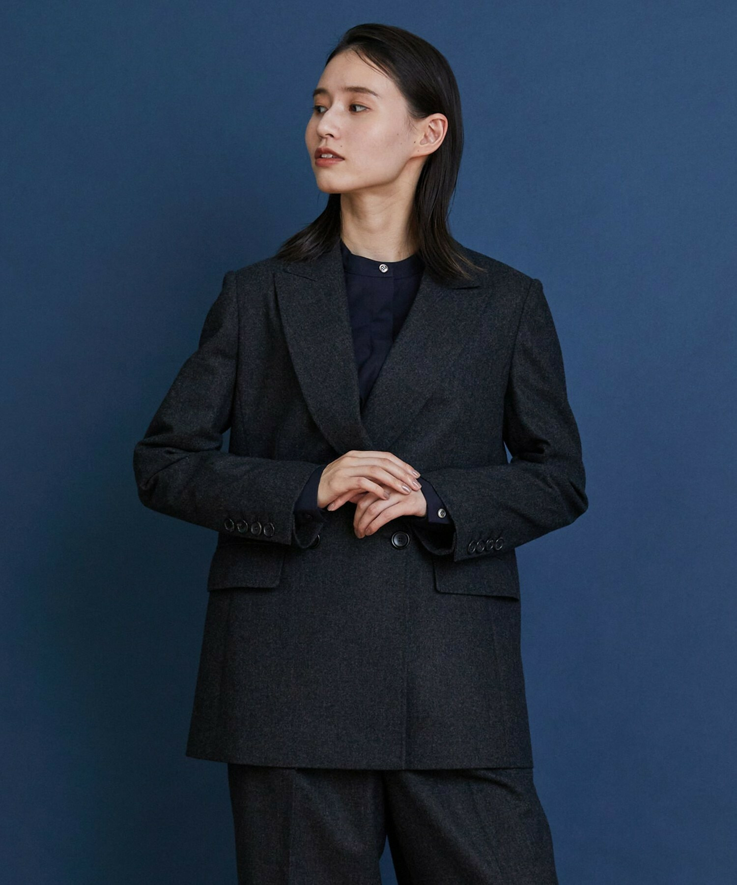 【COUTURIER】ウールカシミヤテーラードジャケット 詳細画像 チャコールグレー 1