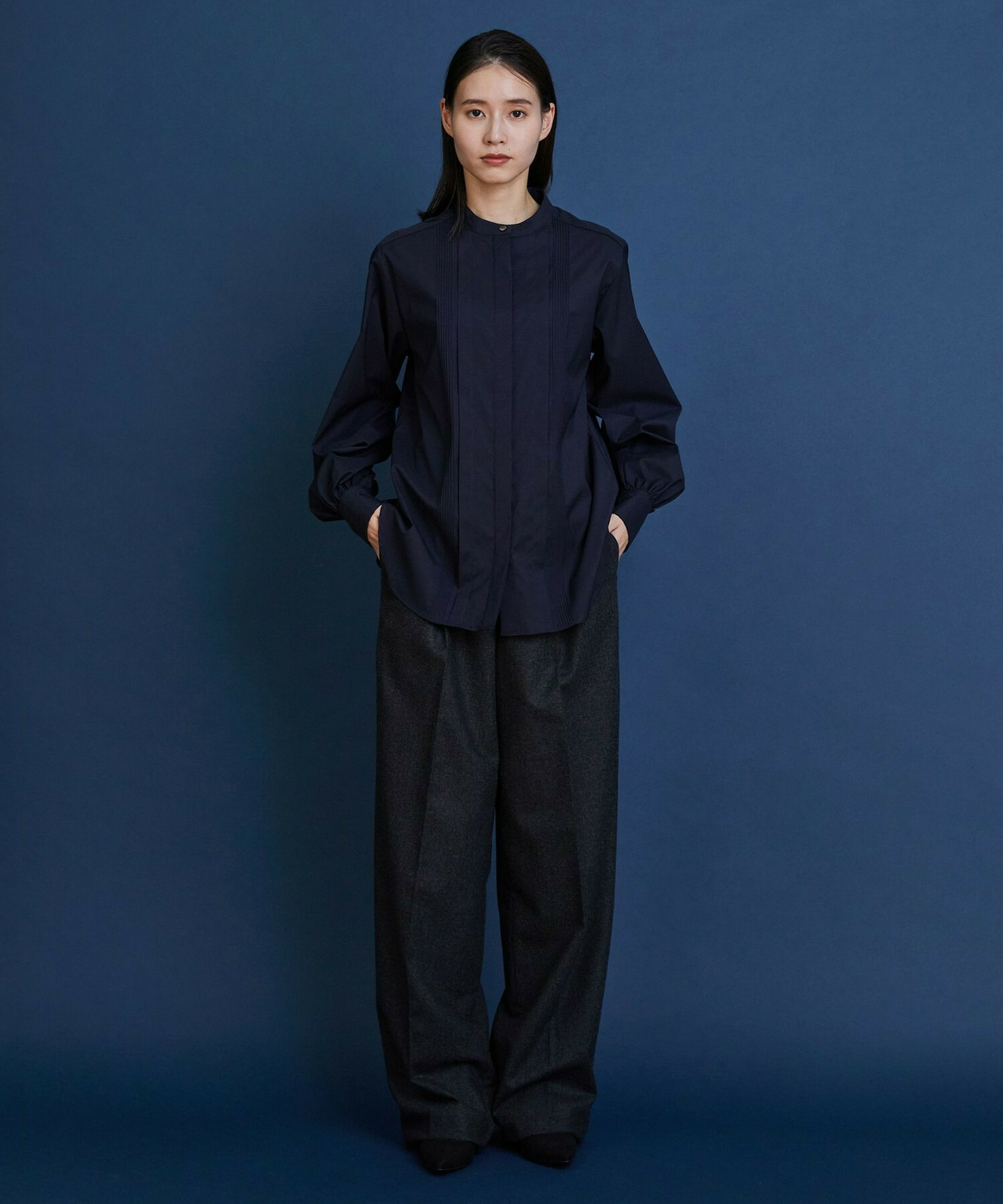 【COUTURIER】ウールカシミヤストレートパンツ 詳細画像 チャコールグレー 1